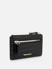 Whistles Black Croc Zip Top Card Holder Purse - Image 4 of 4