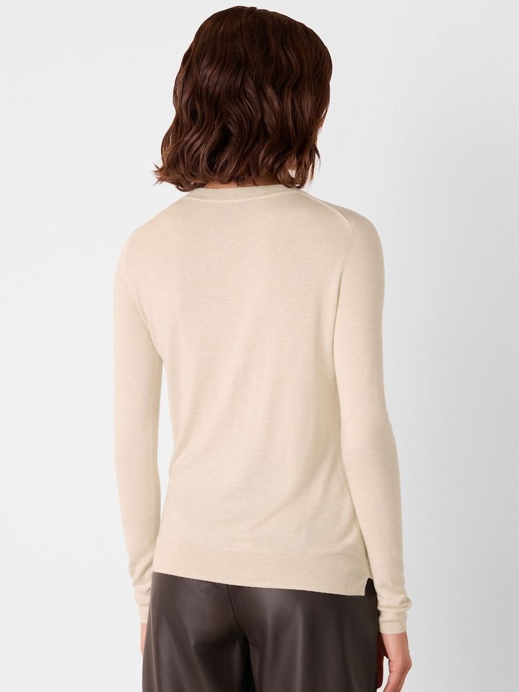 Whistles White Annie Sparkle Crew Neck Jumper - Image 2 of 4