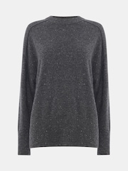 Whistles Grey Cashmere Fleck Seam Neck Knit Jumper - Image 5 of 5