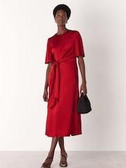 Whistles Satin Twist Waist Midi Dress - Bild 1 von 5