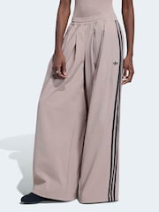 adidas Originals Brown Pleated Trackpant Trousers - Image 1 of 5