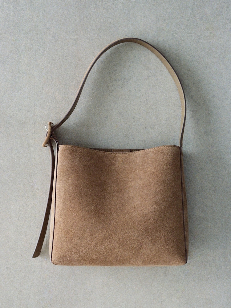 Mango Brown Suede Leather Shopper Bag - Image 1 of 4