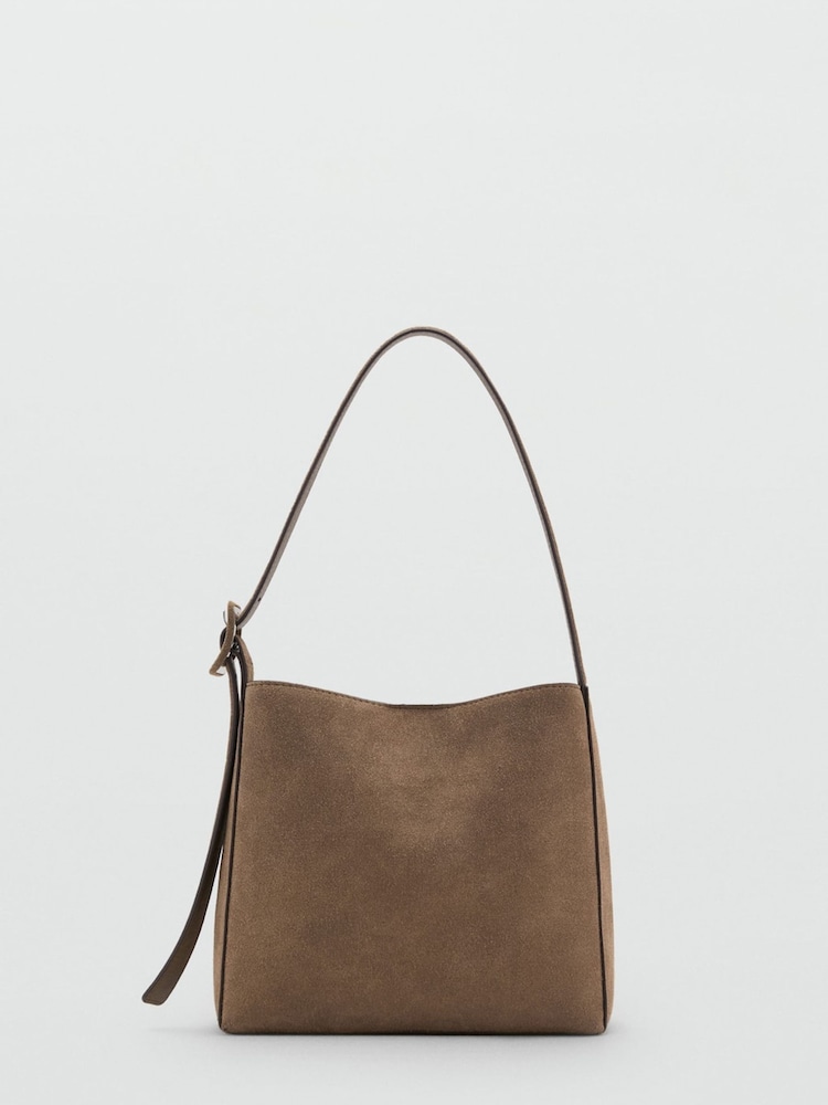 Mango Brown Suede Leather Shopper Bag - Image 2 of 4 Mango Brown Suede Leather Shopper Bag - Image 2 of 4