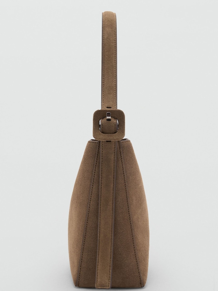 Mango Brown Suede Leather Shopper Bag - Image 4 of 4