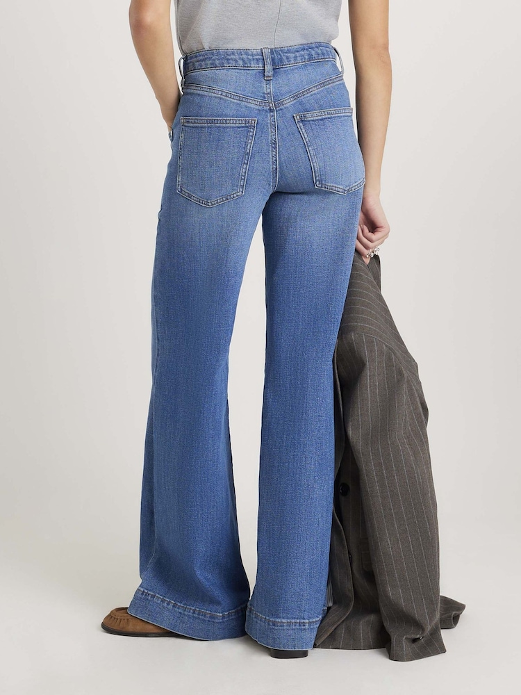 River Island Blue Wide Fit Pocket Front Jeans - Image 2 of 4 River Island Blue Wide Fit Pocket Front Jeans - Image 2 of 4