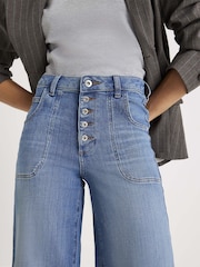 River Island Blue Wide Fit Pocket Front Jeans - Image 4 of 4