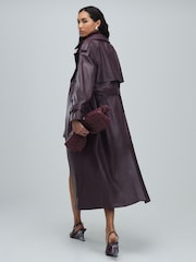 River Island Red Leather Oversized Trench Coat - Image 4 of 4