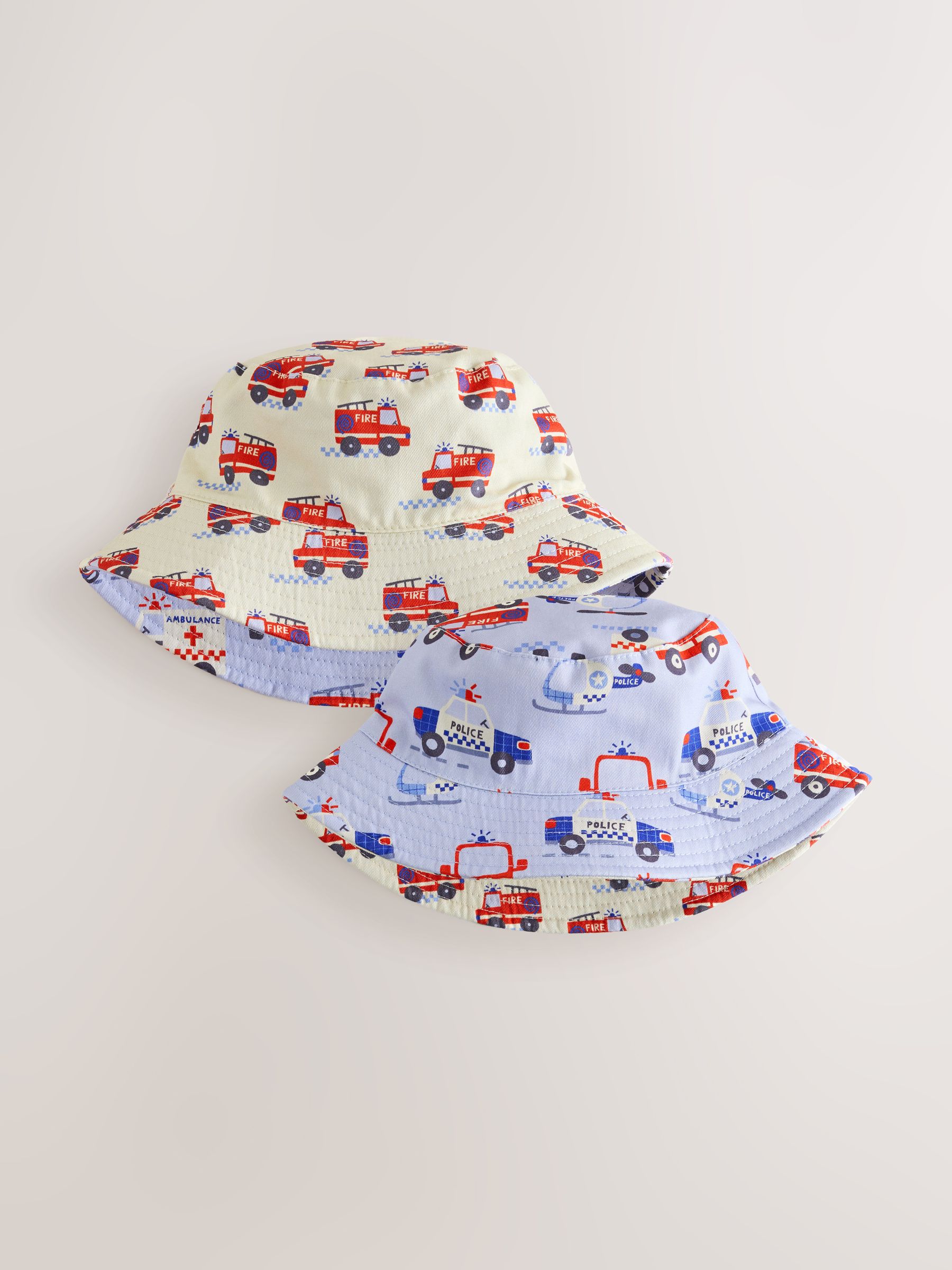 Buy Red/White/Blue Emergency Vehicles Reversible Bucket Hat (3mths