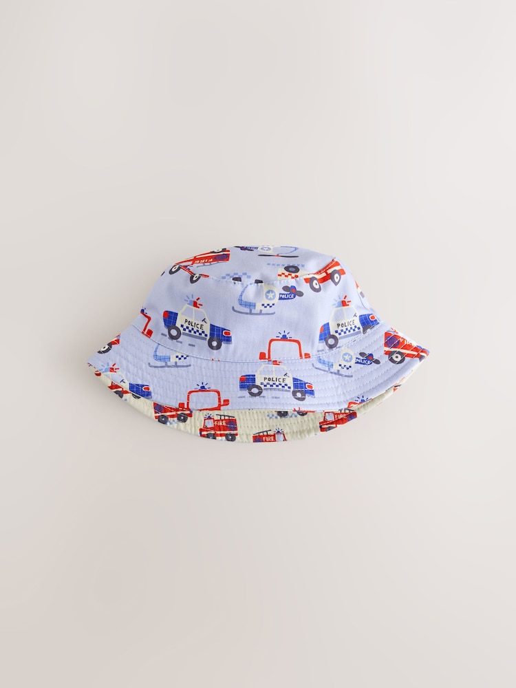 Red/White/Blue Emergency Vehicles Reversible Bucket Hat (3mths-16yrs) - Image 2 of 5