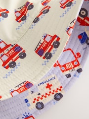 Red/White/Blue Emergency Vehicles Reversible Bucket Hat (3mths-16yrs) - Image 4 of 5