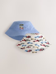 Cream/Blue Bucket Hats 2 Pack (3mths-13yrs) - Image 1 of 5
