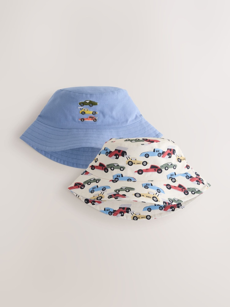 Cream/Blue Bucket Hats 2 Pack (3mths-13yrs) - Image 1 of 5 Cream/Blue Bucket Hats 2 Pack (3mths-13yrs) - Image 1 of 5