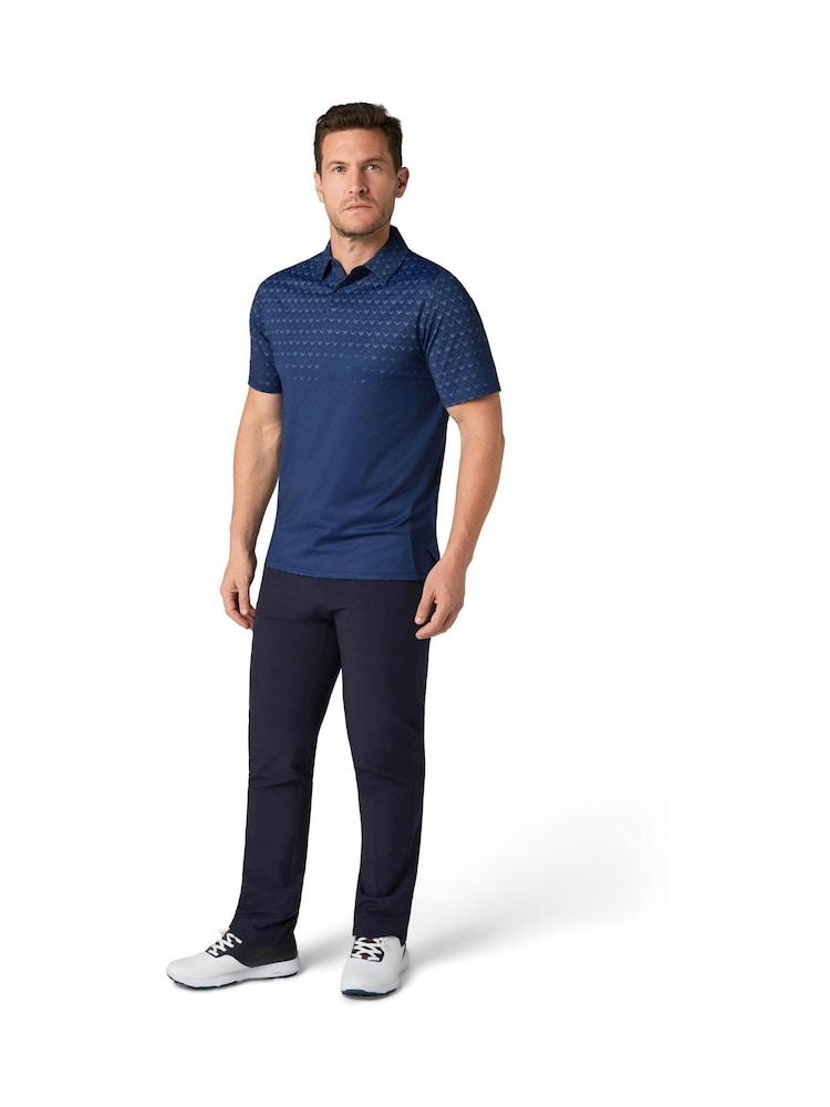 Callaway Apparel Blue Emea Short Sleeve Eng Chev Ombre Print Polo Shirt - Image 1 of 6 Callaway Apparel Blue Emea Short Sleeve Eng Chev Ombre Print Polo Shirt - Image 1 of 6
