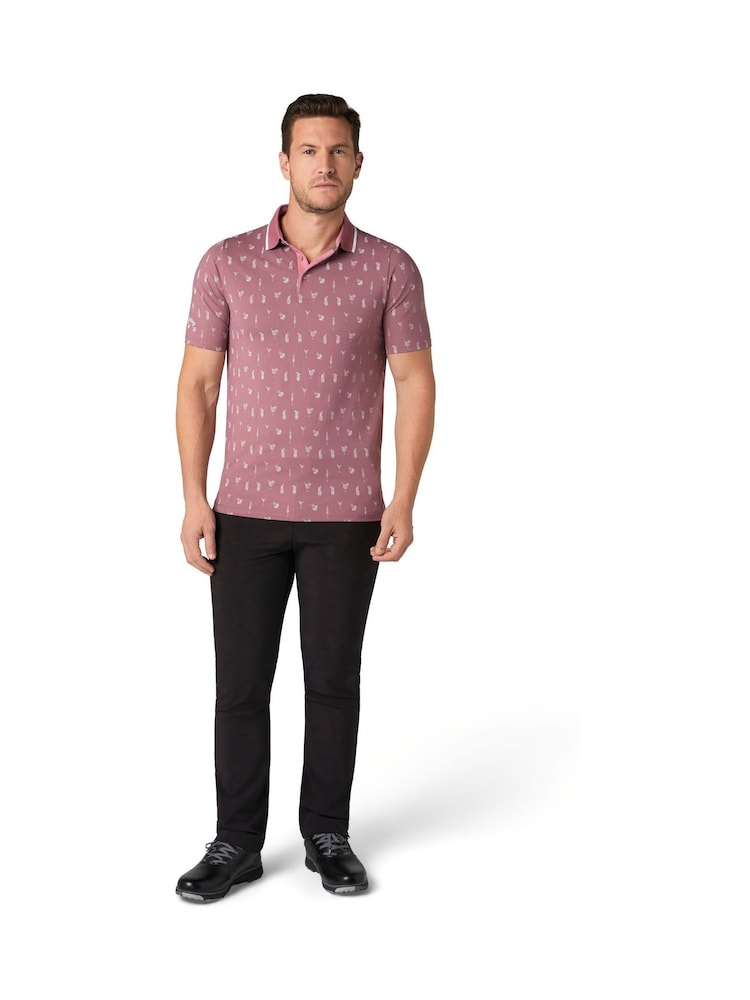 Callaway Apparel Pink Emea Short Sleeve Geo Cocktail Print Polo Shirt - Image 1 of 7 Callaway Apparel Pink Emea Short Sleeve Geo Cocktail Print Polo Shirt - Image 1 of 7