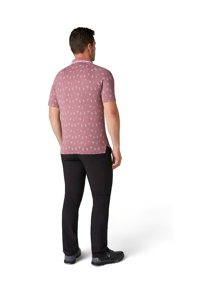 Callaway Apparel Pink Emea Short Sleeve Geo Cocktail Print Polo Shirt - Image 2 of 7 Callaway Apparel Pink Emea Short Sleeve Geo Cocktail Print Polo Shirt - Image 2 of 7