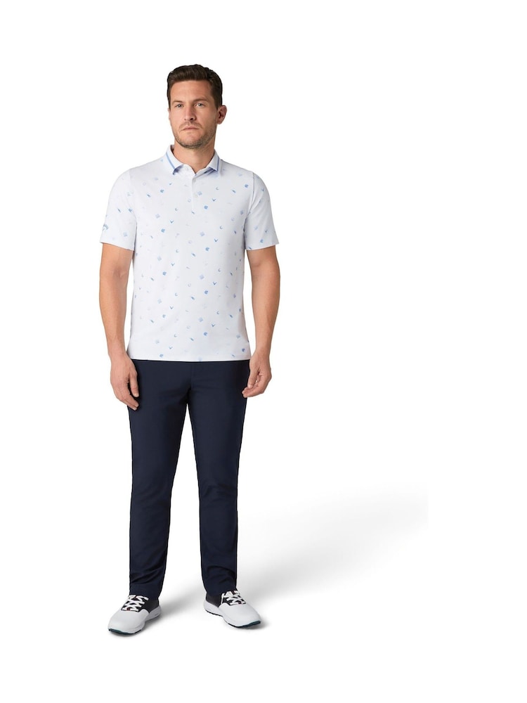 Callaway Apparel Emea Short Sleeve Memento Print White Polo Shirt - Image 1 of 4 Callaway Apparel Emea Short Sleeve Memento Print White Polo Shirt - Image 1 of 4