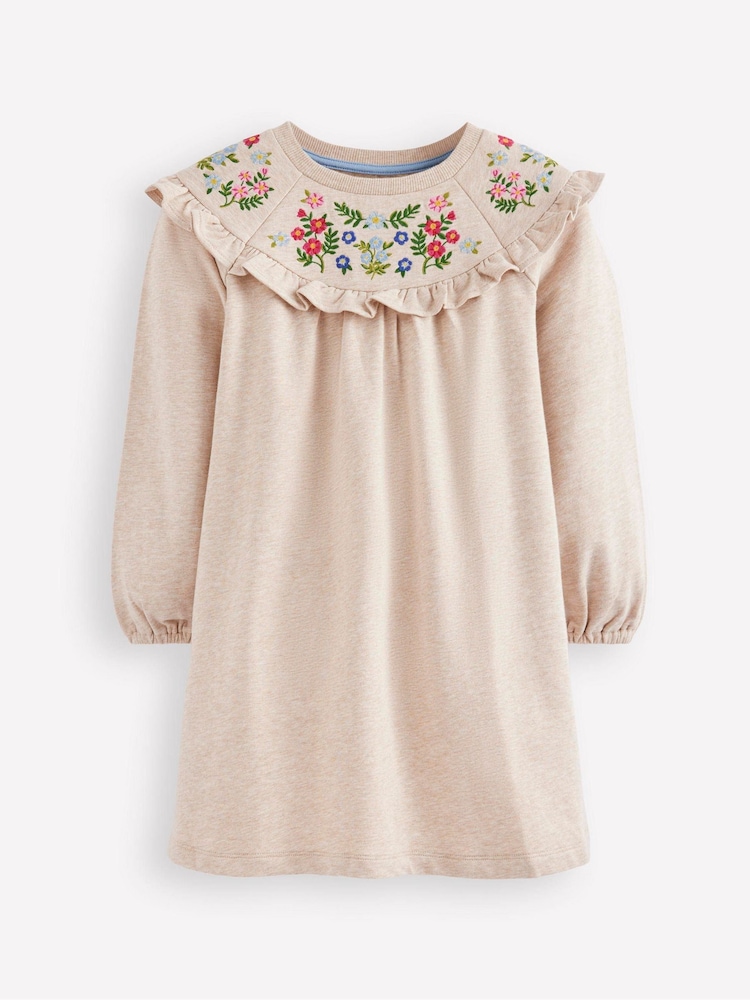 Boden White Embroidered Sweatshirt Dress - Image 1 of 3