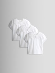 JoJo Maman Bébé White 3- Pack Broderie Collar T-shirt - Image 2 of 6