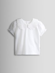 JoJo Maman Bébé White 3- Pack Broderie Collar T-shirt - Image 3 of 6