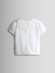 JoJo Maman Bébé White 3- Pack Broderie Collar T-shirt - Image 4 of 6