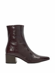 Dune London Brown Pami Pointed Toe Block Ankle Boots - Image 2 of 6