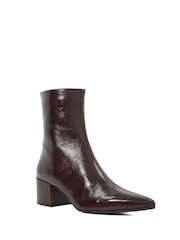 Dune London Brown Pami Pointed Toe Block Ankle Boots - Image 3 of 6