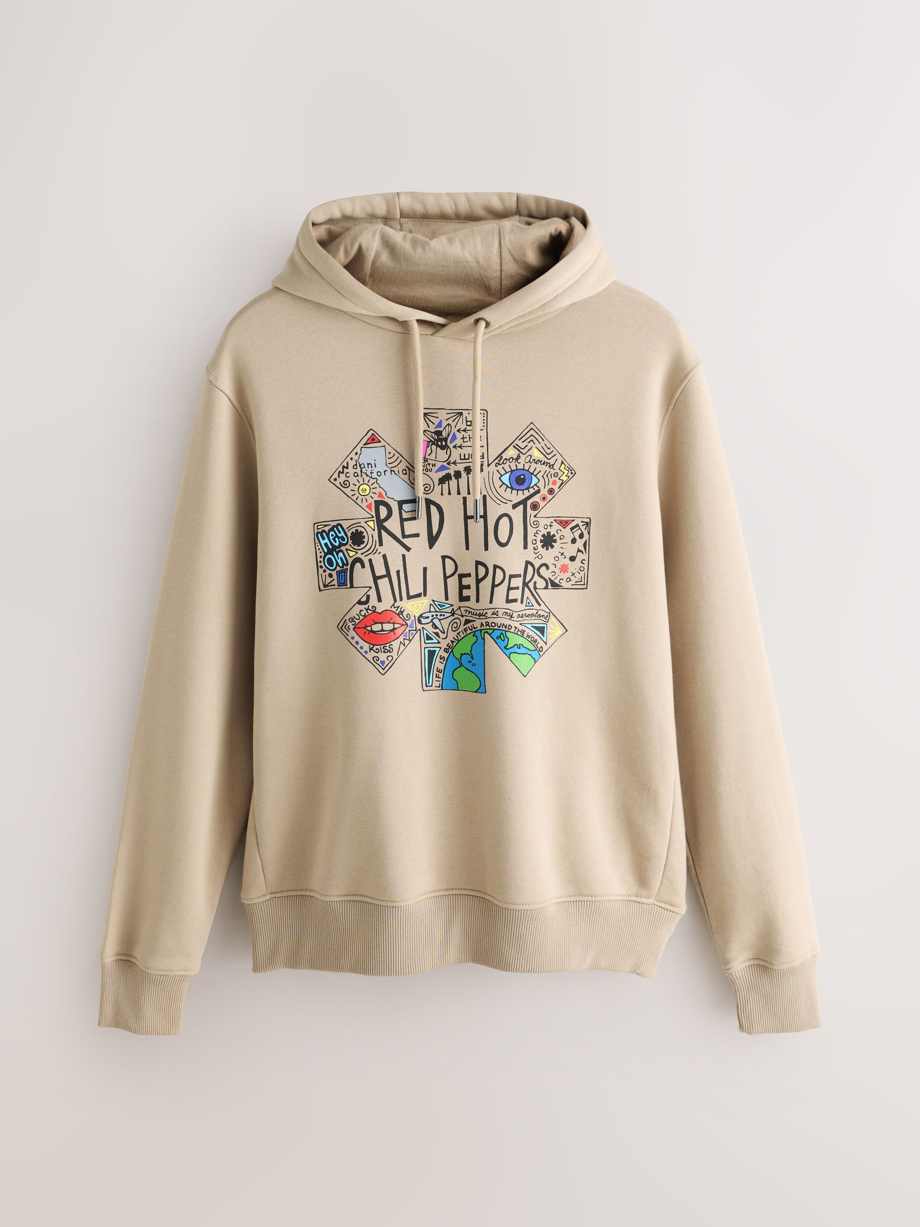 Buy Neutral Stone Red Hot Chilli Peppers Graphic Licence Hoodie