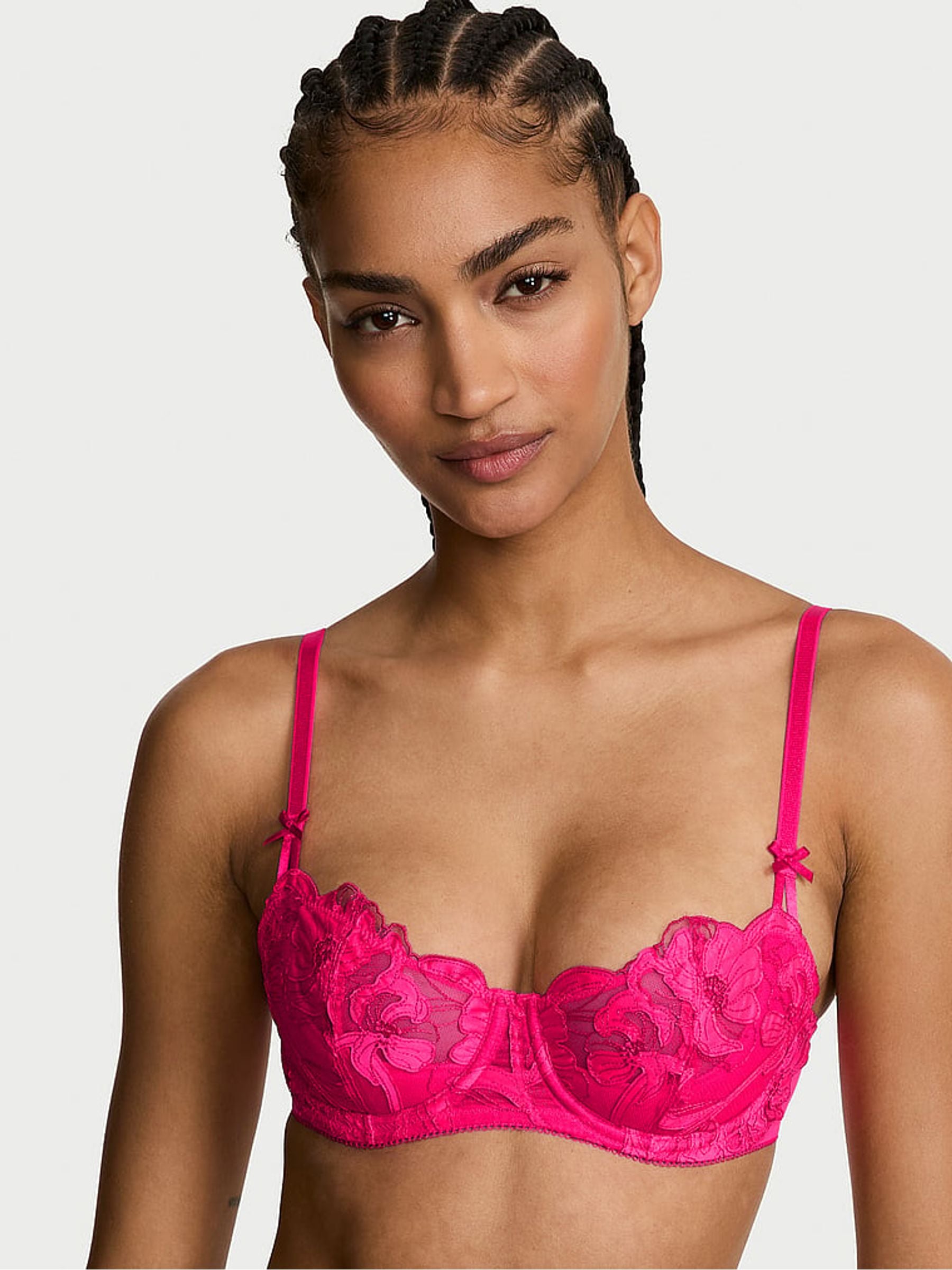 Victoria's Secret Haute Pink Floral Embroidered Bra