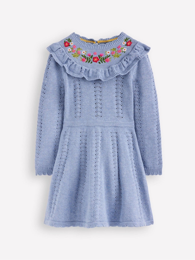 Boden Blue Pointelle Knitted Dress - Image 1 of 3 Boden Blue Pointelle Knitted Dress - Image 1 of 3