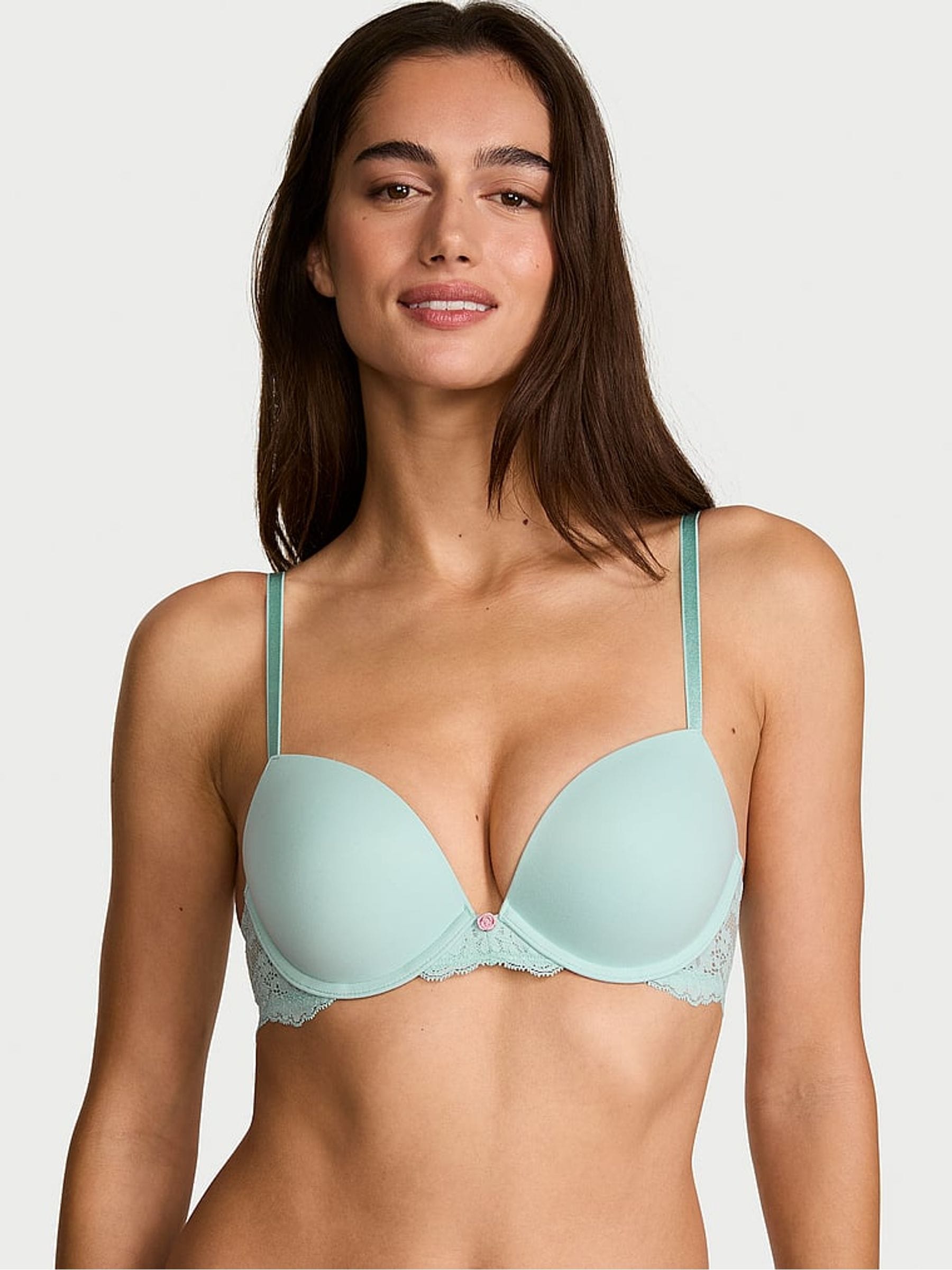 Victoria's Secret Canal Blue Lace Trim Push Up Bra