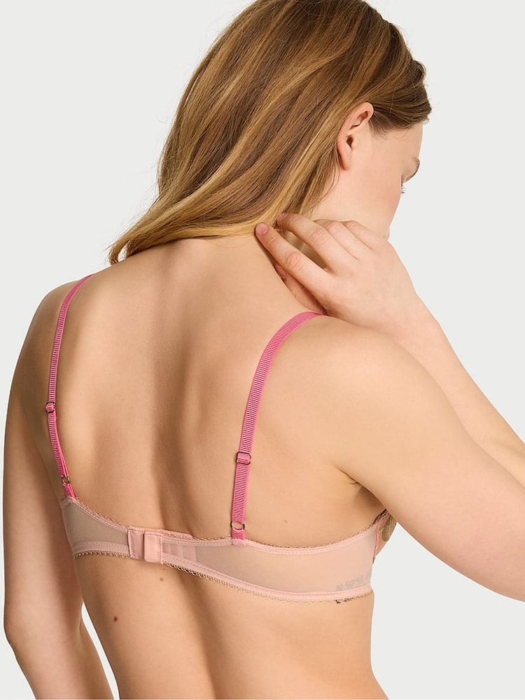 Victoria's Secret Sweet Melody Pink Push Up Embroidered Bra - Image 2 of 2