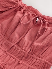 Rose Pink Flutter Sleeve Square Neck Dress - Image 3 of 4