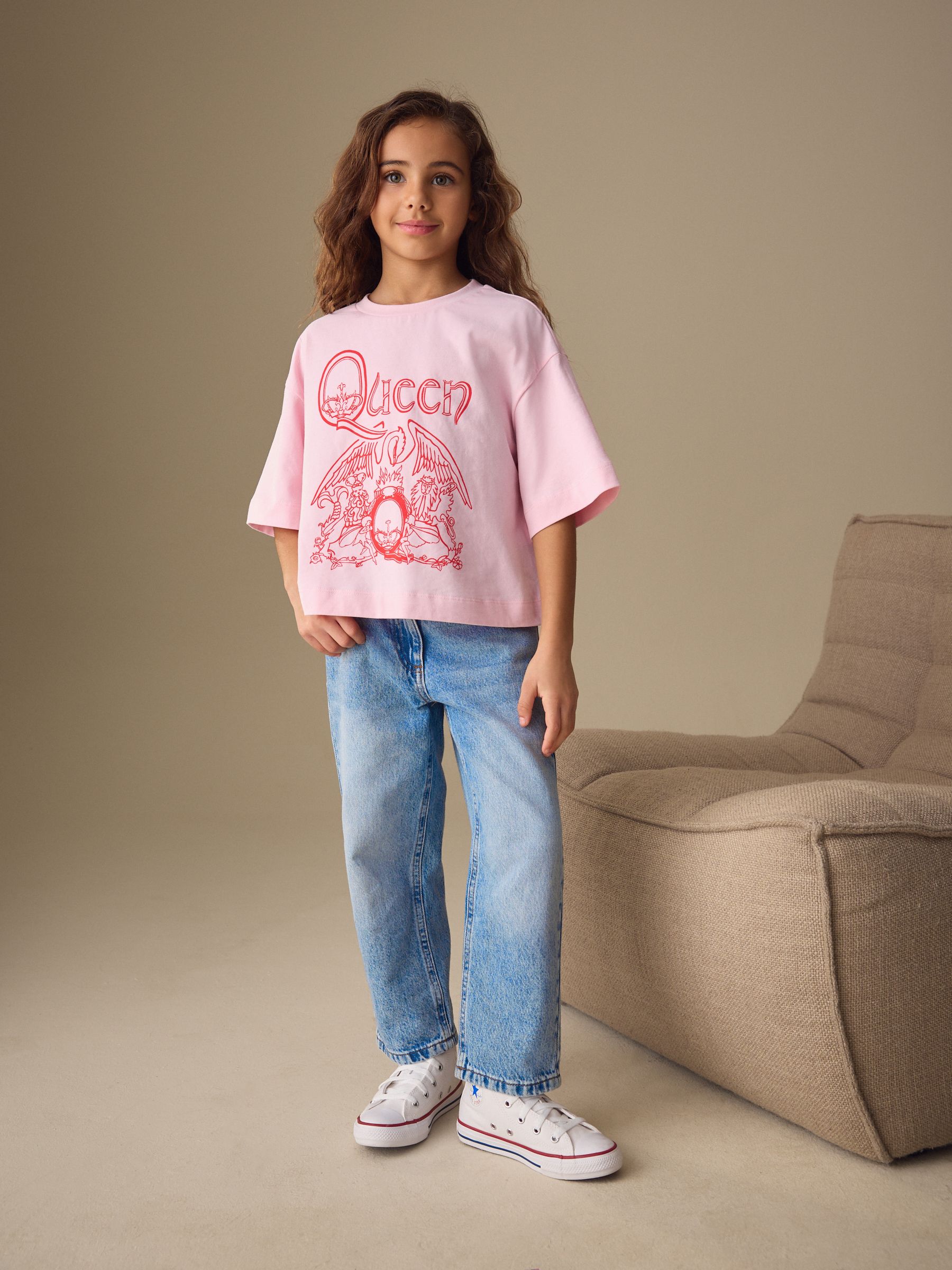 Buy Pink Queen Oversized Boxy T-Shirt (3-16yrs) from Next USA