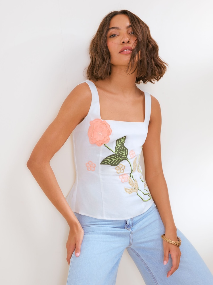 Friends Like These Cream 3D Floral Premium Cami - Image 1 of 5