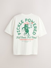 White Pickleball Relaxed Fit Graphic Print Heavy Weight T-Shirt - Image 6 of 8