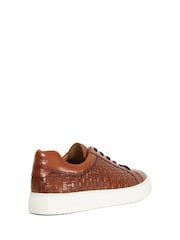Dune London Brown Tj Woven Lace-Up Trainers - Image 3 of 5