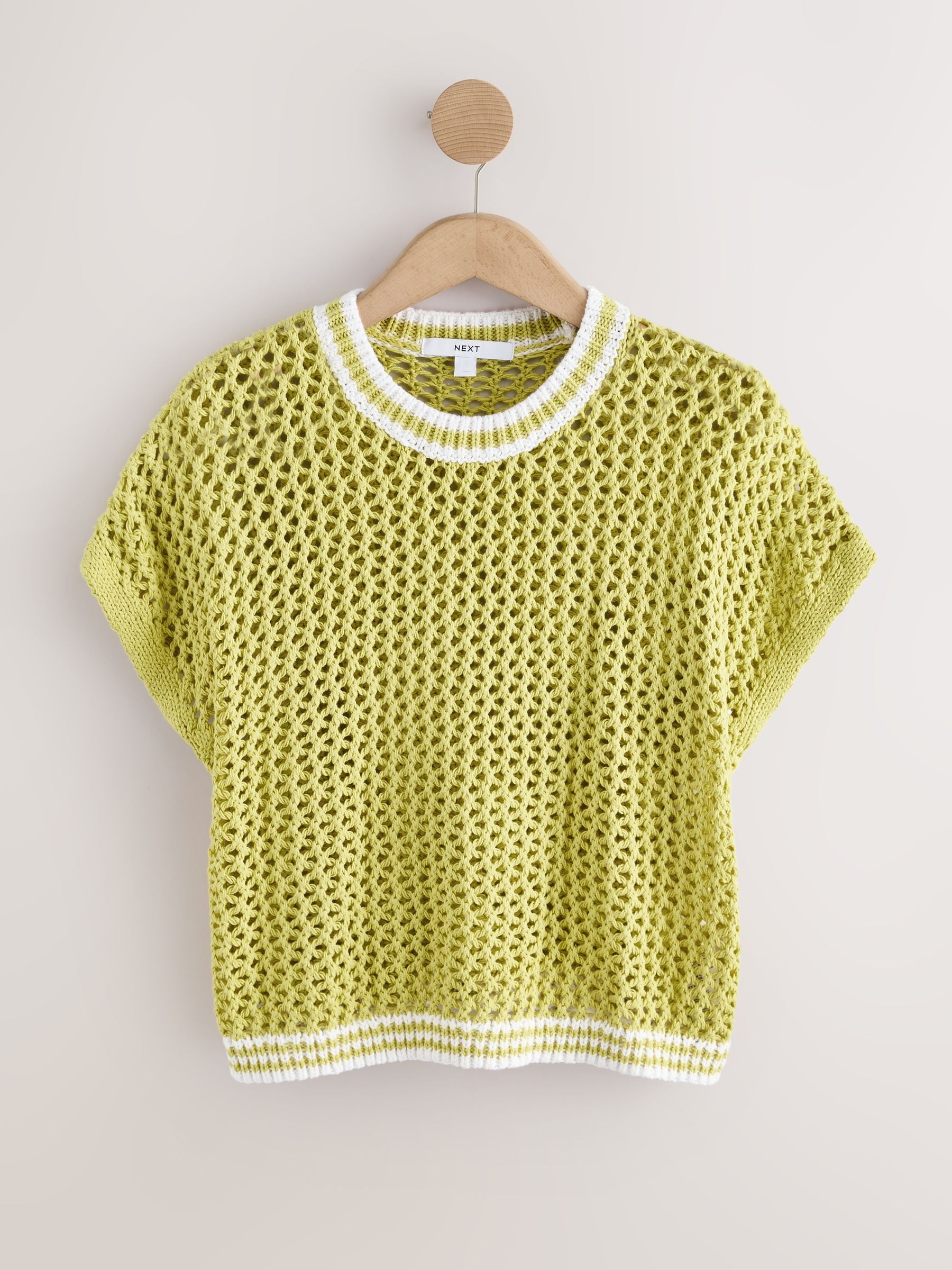 Buy Lime Green Mesh Crochet 100% Cotton Relaxed T-Shirt from Next USA