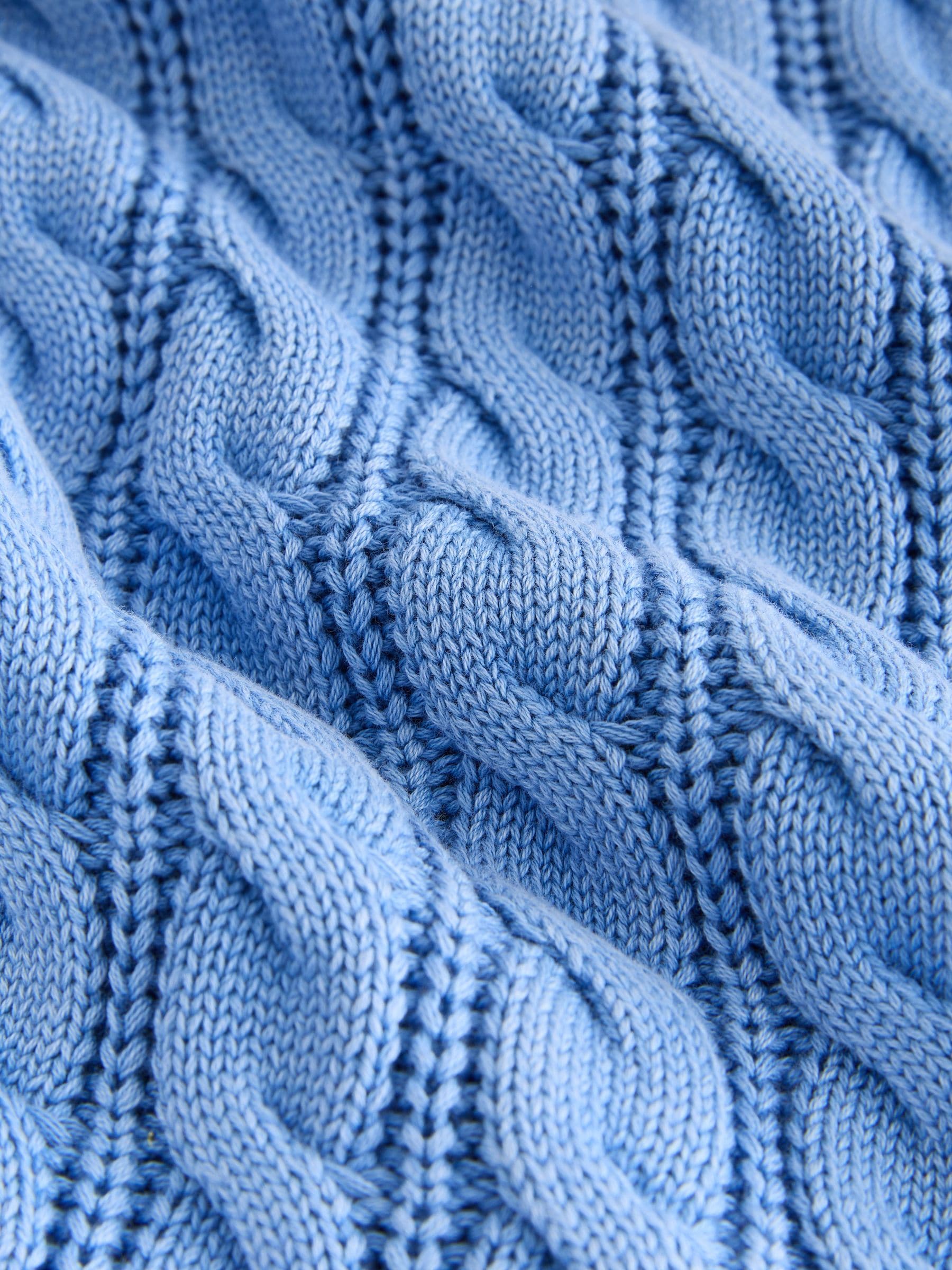 Buy Blue Acid Wash Short Sleeve Cotton Cable Knit Polo Top from