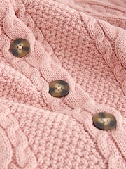 Blush Pink Cable Knit Long Sleeve Cotton Cardigan - Image 6 of 7