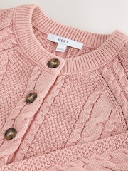 Blush Pink Cable Knit Long Sleeve Cotton Cardigan - Image 7 of 7
