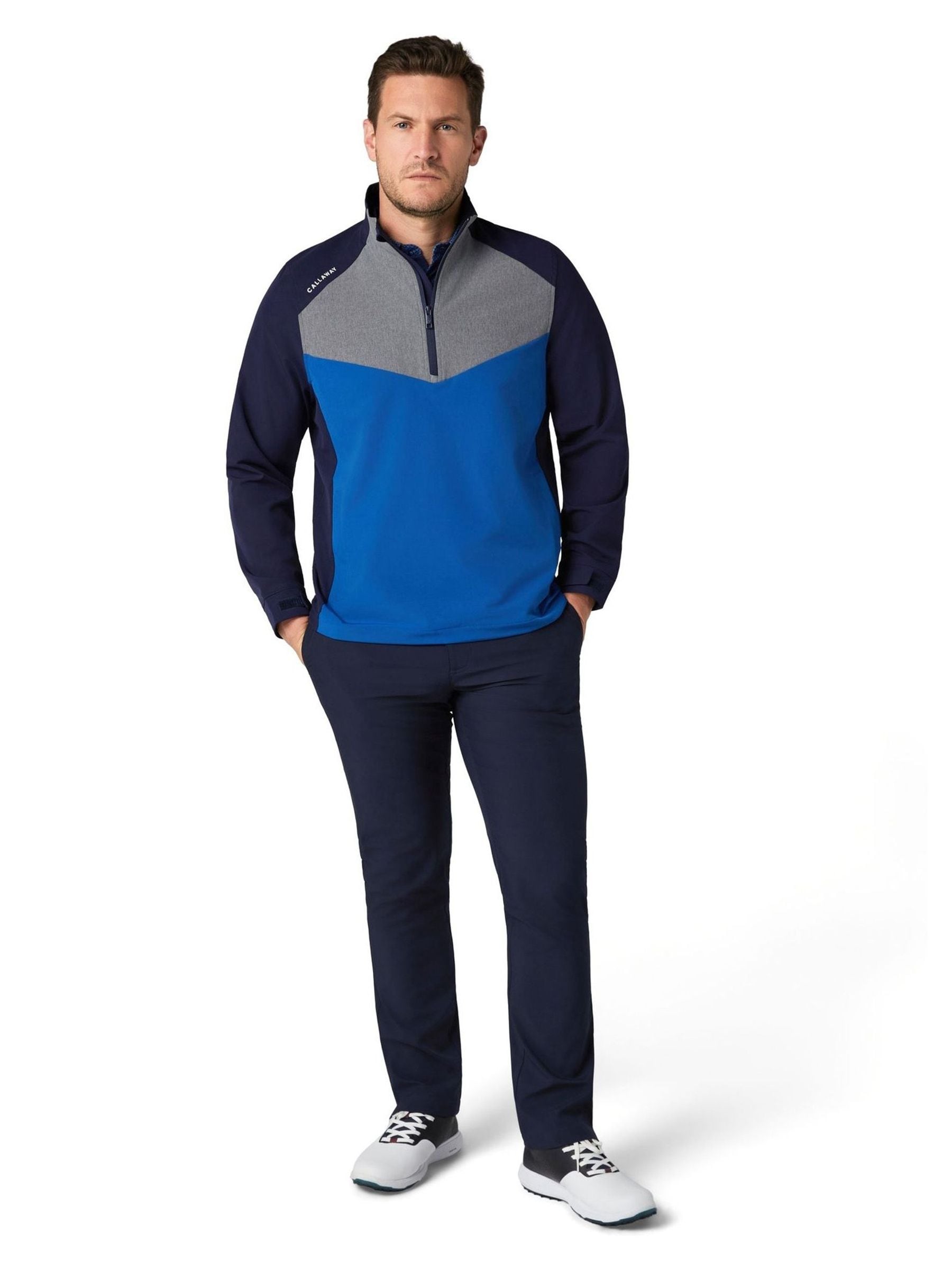 Buy Callaway Golf Blue Emea Full Zip 1/2 Zip Wind Jacket from Next