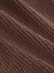 Chocolate Brown Towelling Knit V-Neck Vest Top - Image 7 of 8