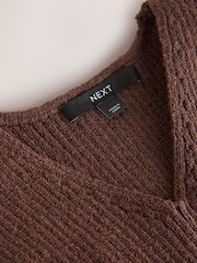 Chocolate Brown Towelling Knit V-Neck Vest Top - Image 8 of 8