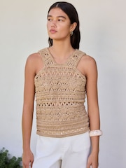 Нейтральный - Crochet Halter Neck Vest Top - Изображение 1 8