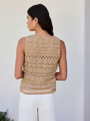 Нейтральный - Crochet Halter Neck Vest Top - Изображение 2 8