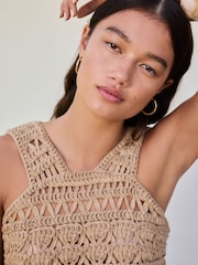 Нейтральный - Crochet Halter Neck Vest Top - Изображение 3 8