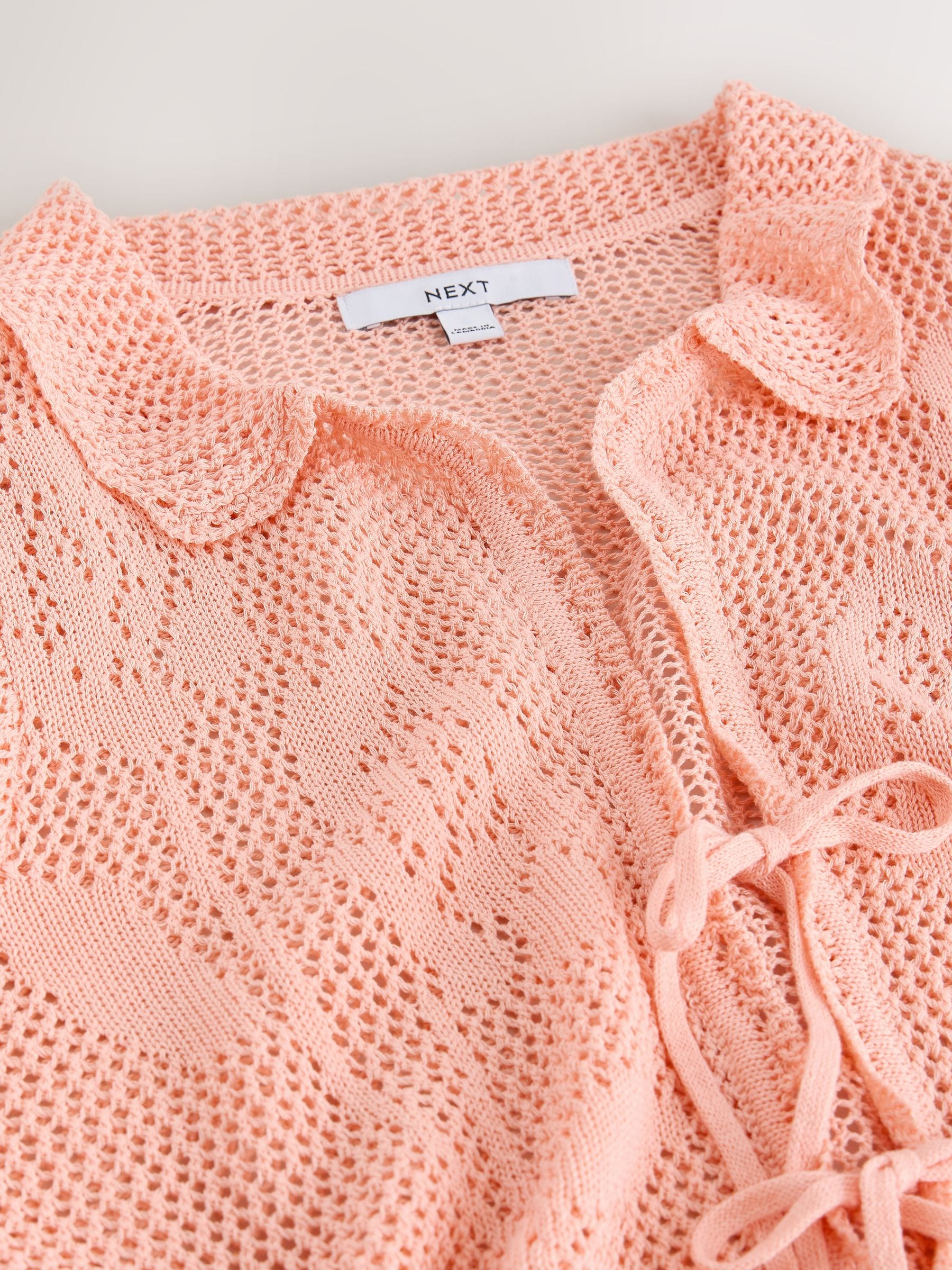 Buy Blush Pink Floral Mesh Tie Front Cardigan With Linen from Next USA