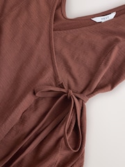 Brown Jersey Wrap Midi Dress - Image 7 of 7