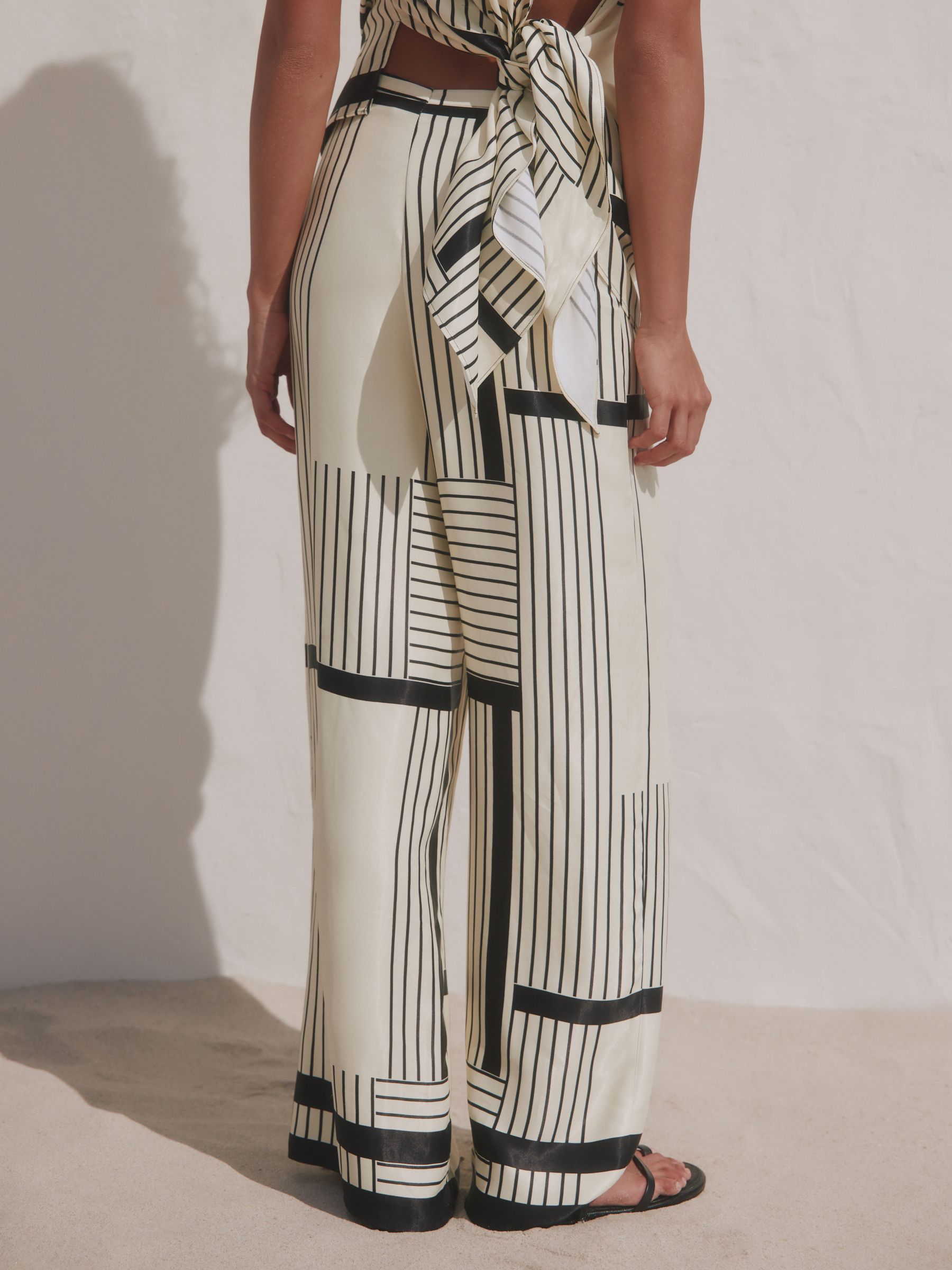 Buy White/Black Stripe Stripe High Waist Wide Leg Trousers from