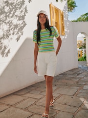 Multi Stripe Knitted Short Sleeve Towelling T-Shirt - Image 3 of 8